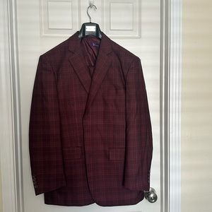 Vinci Burgundy plaid suit